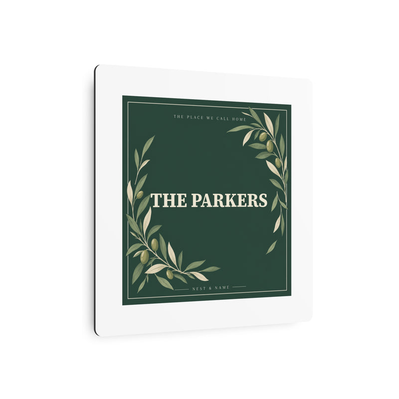 Personalized Olive Family Name Metal Sign — 8 × 8 in