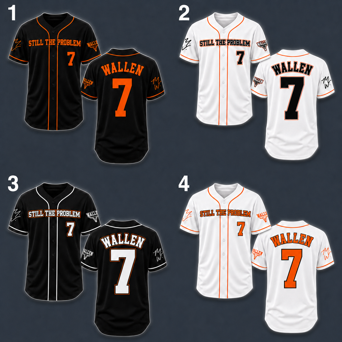 Still the Problem Number 7 Baseball Jersey — design comparison and mockup