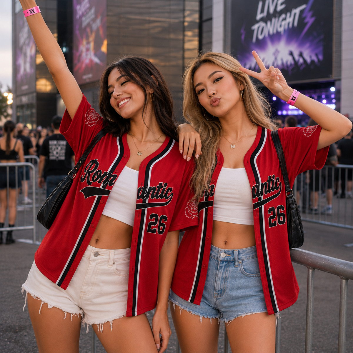Personalized Romantic Red Rose Baseball Jersey — design mockup 2