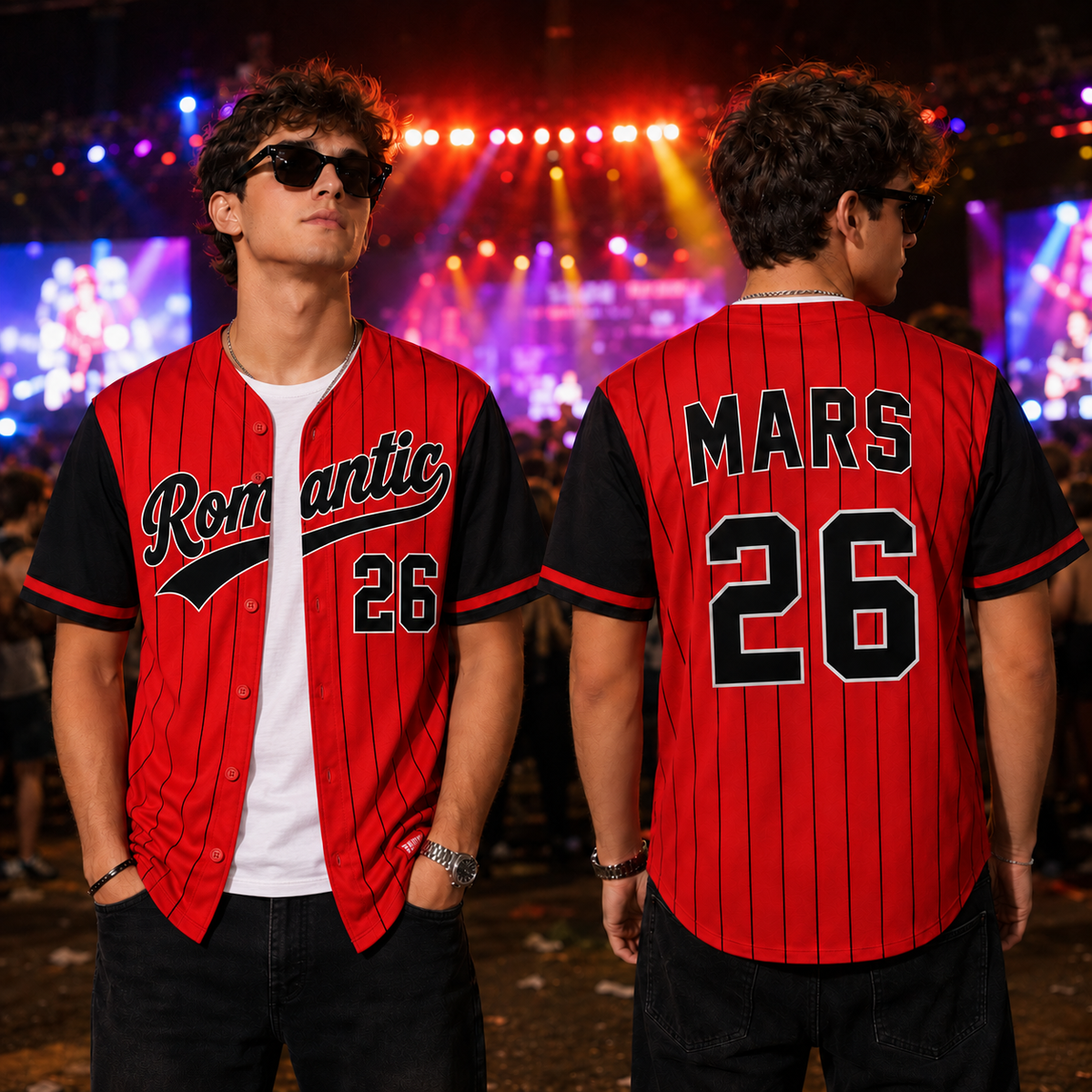 Personalized Romantic Pinstripe Baseball Jersey — design mockup 4