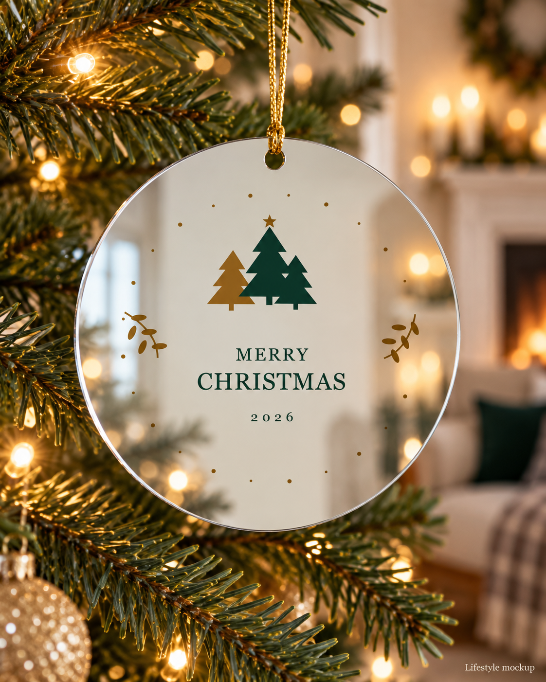 Evergreen Grove Merry Christmas Mirror Ornament 2026