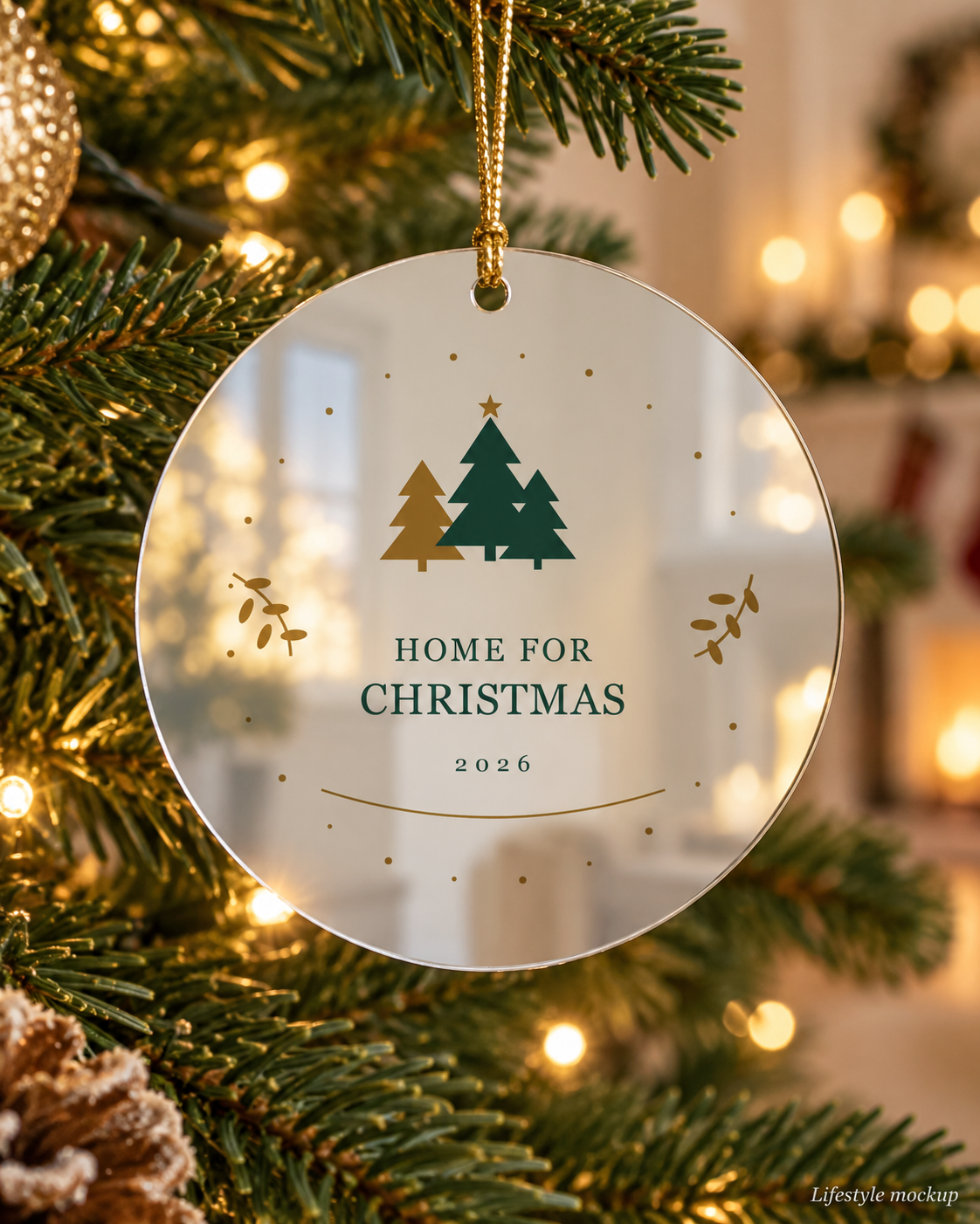 Evergreen Grove Home for Christmas Mirror Ornament 2026