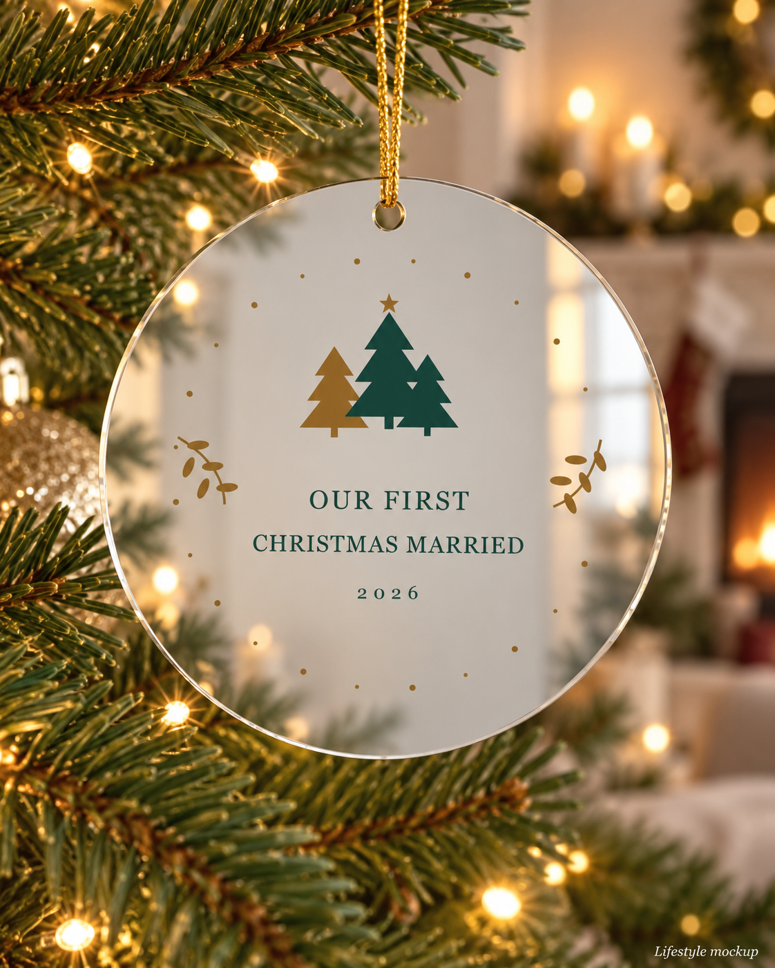 Evergreen Grove First Christmas Married Mirror Ornament 2026
