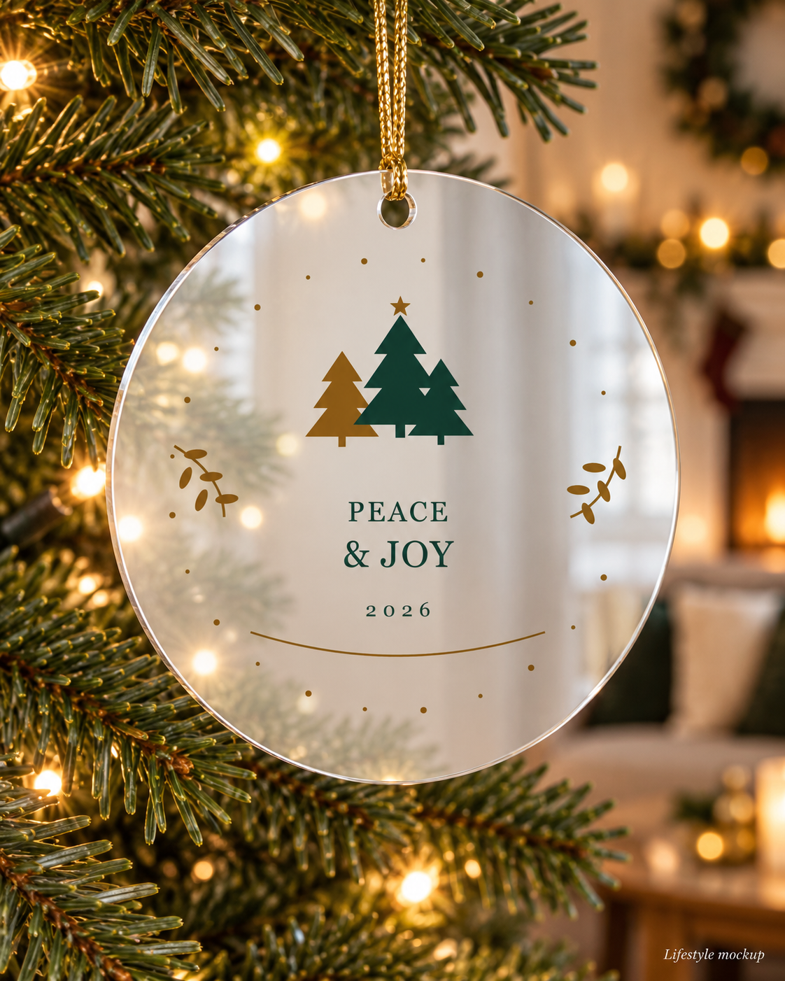 Evergreen Grove Peace and Joy Mirror Ornament 2026