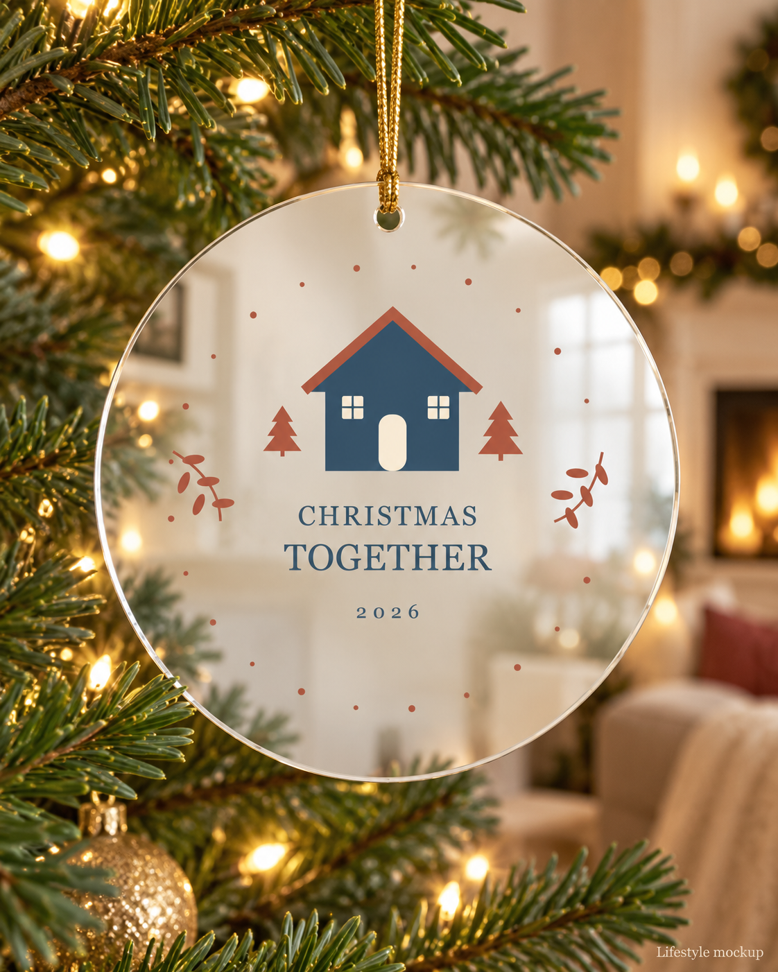 Winter Cottage Christmas Together Mirror Ornament 2026