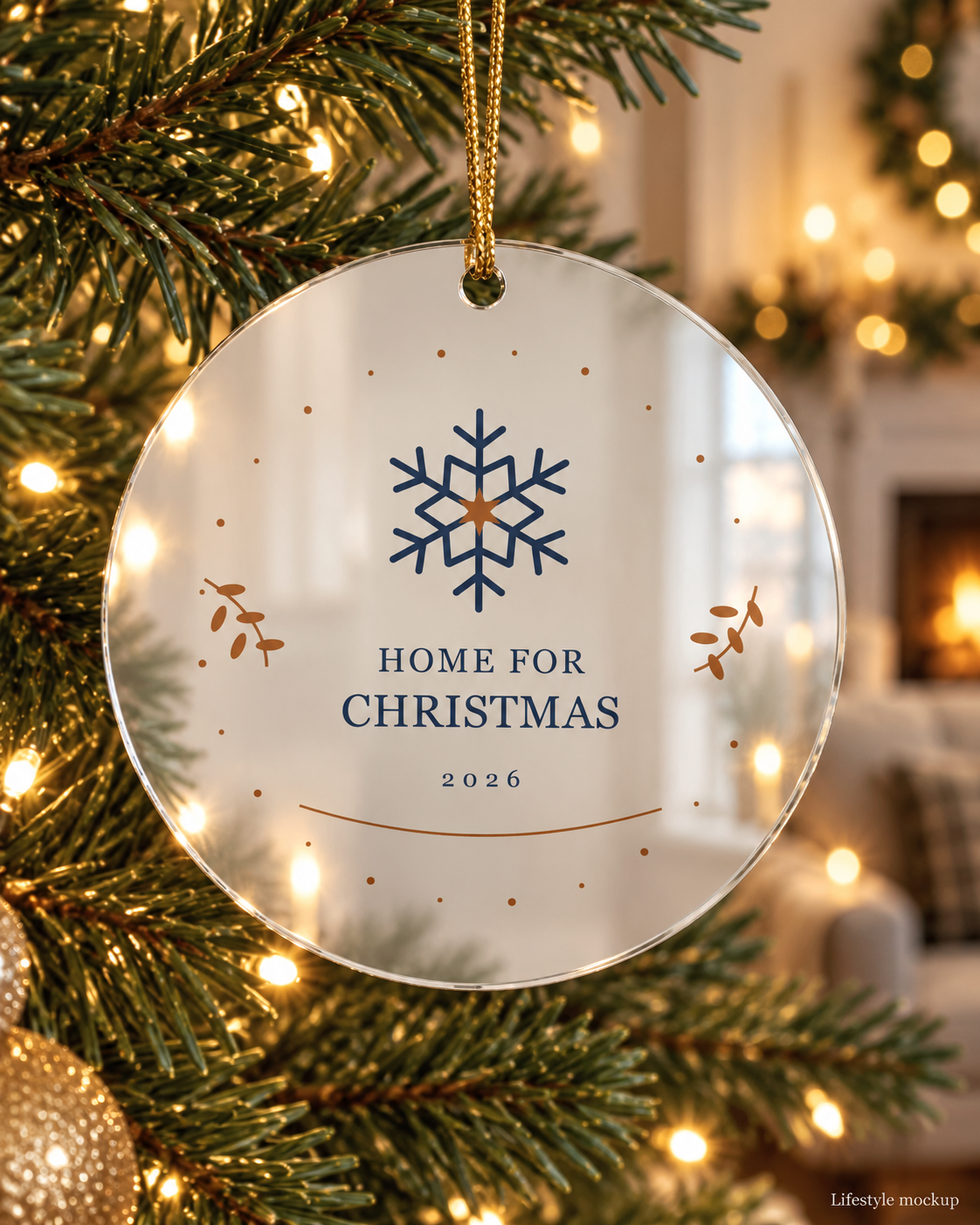 Nordic Snow Home for Christmas Mirror Ornament 2026