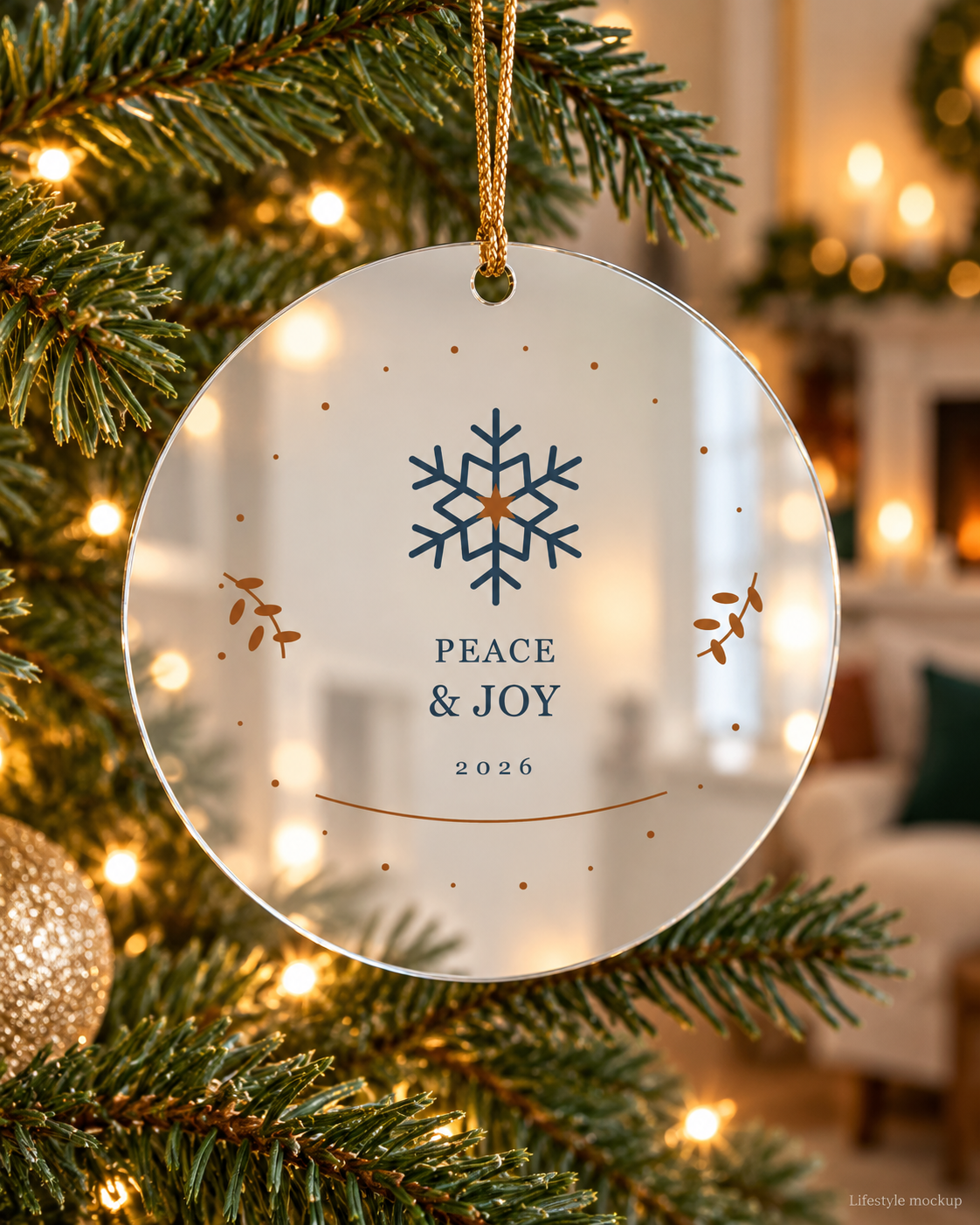 Nordic Snow Peace and Joy Mirror Ornament 2026