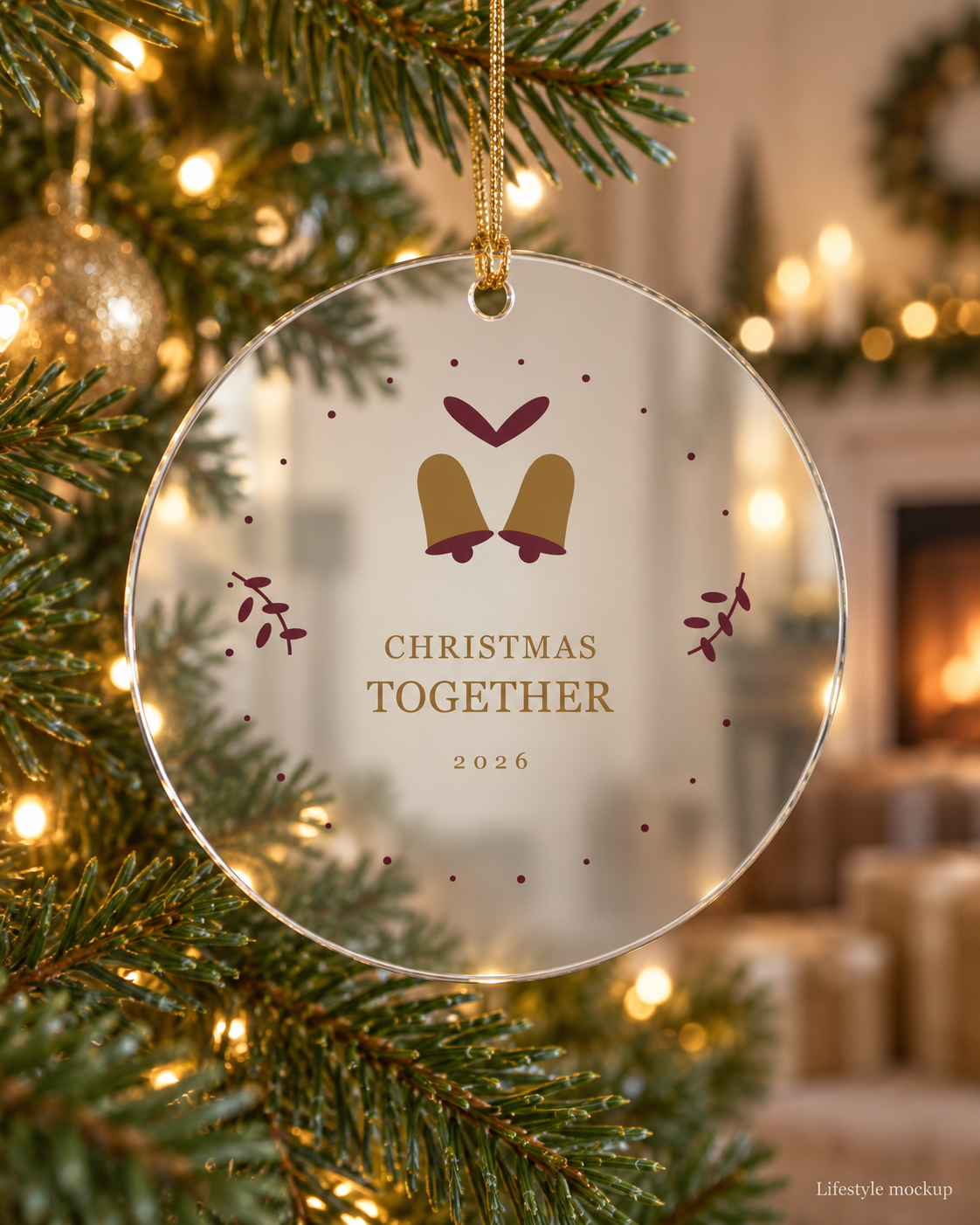 Golden Bells Christmas Together Mirror Ornament 2026