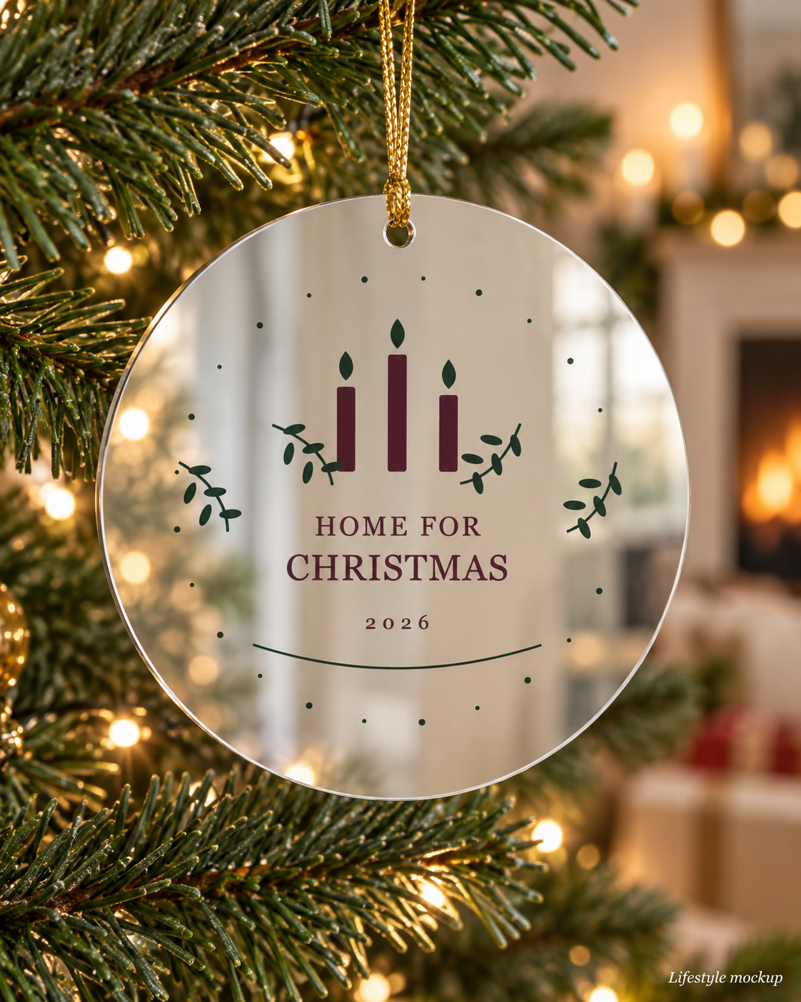 Candlelight Home for Christmas Mirror Ornament 2026