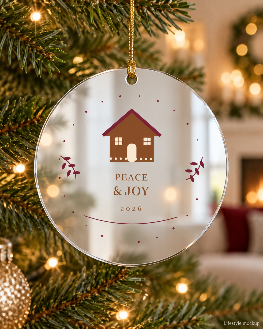 Gingerbread Lane Peace and Joy Mirror Ornament 2026