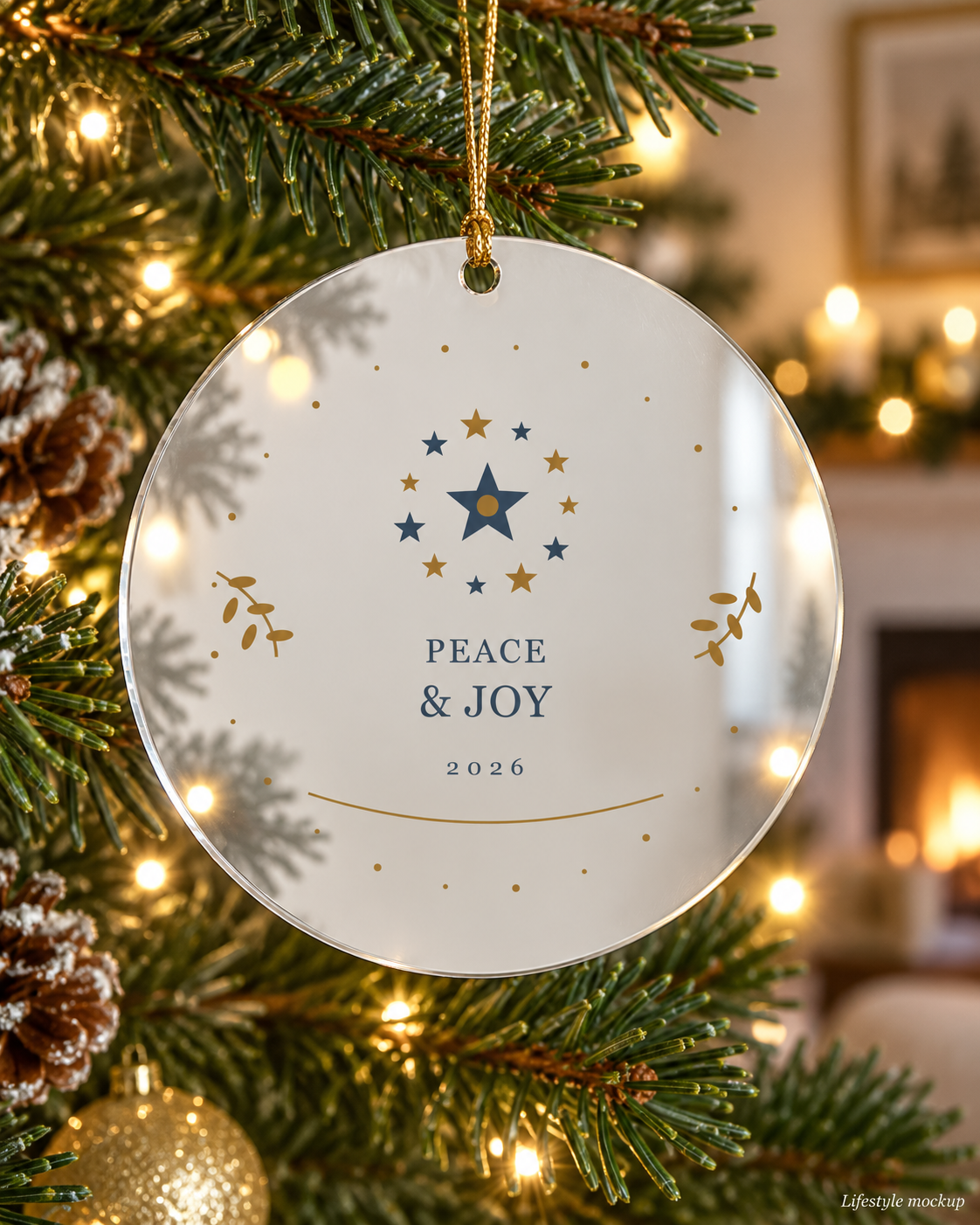 Starlit Wishes Peace and Joy Mirror Ornament 2026
