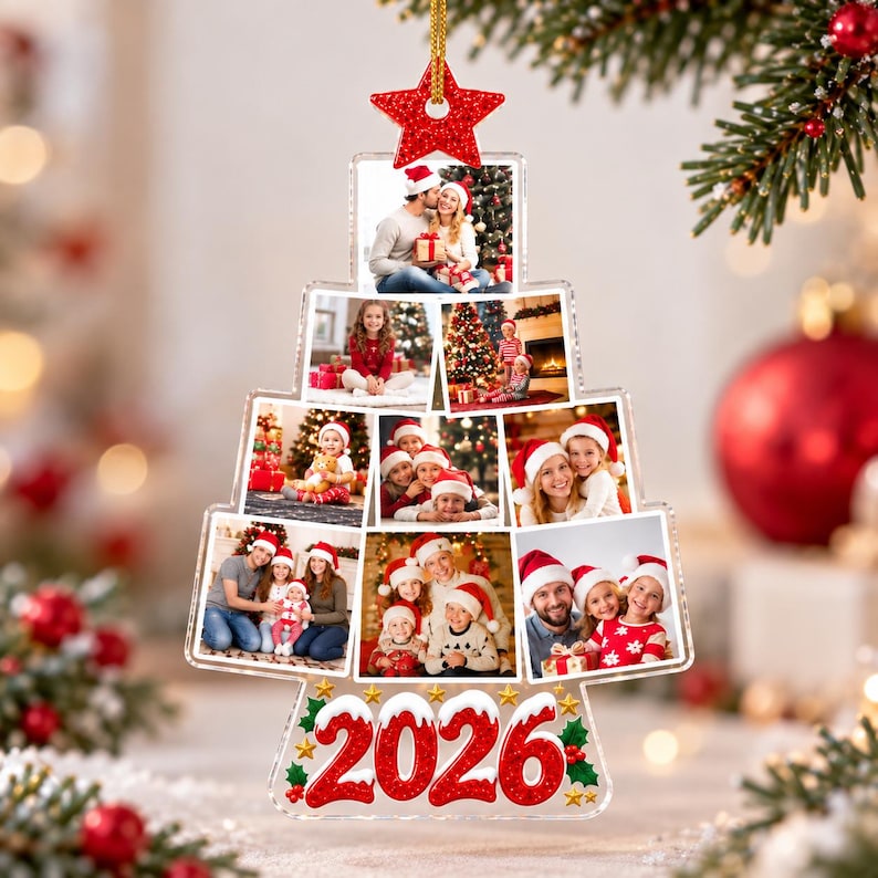 Personalized Family Photo Collage Ornament — design example 1
