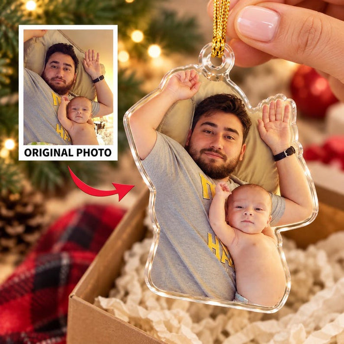 Personalized Dad & Baby Photo Ornament — design example 1