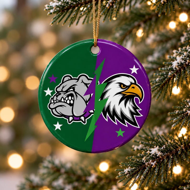 Custom Two Team Football Ceramic Ornament — design example 6