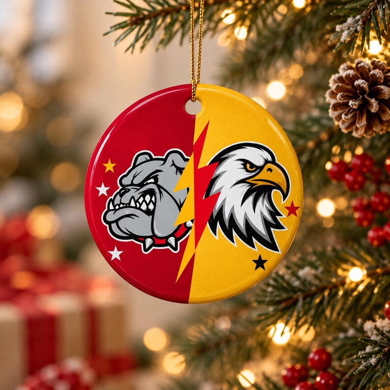 Custom Two Team Football Ceramic Ornament — design example 5