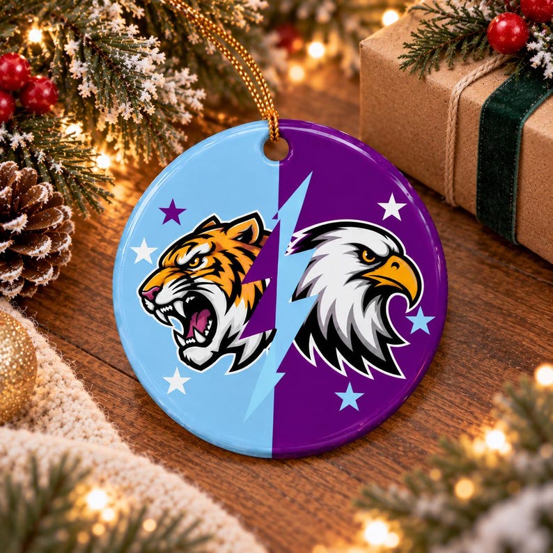 Custom Two Team Football Ceramic Ornament — design example 2