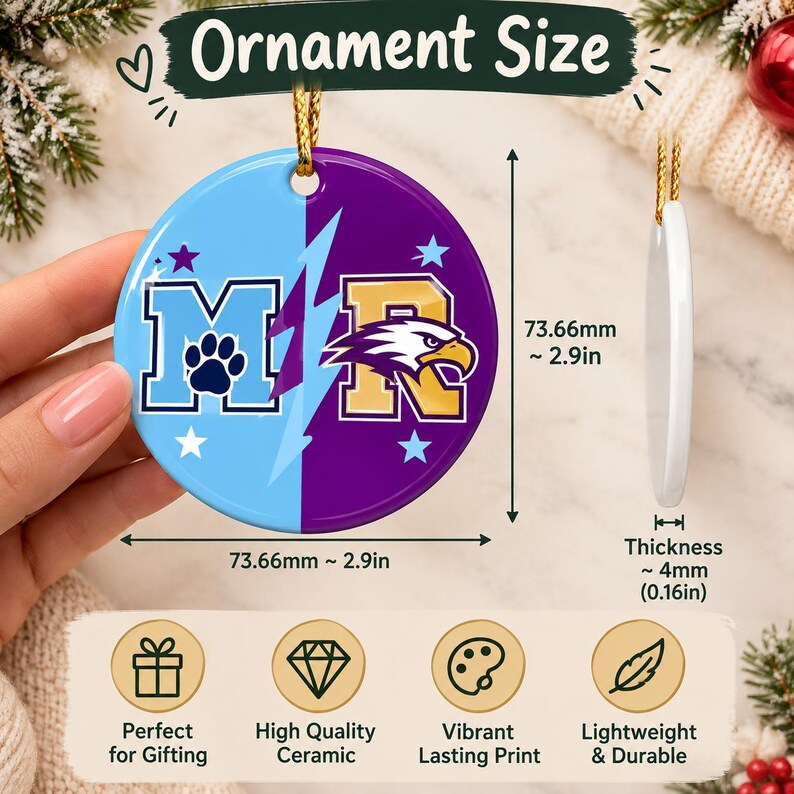 Custom Two Team Football Ceramic Ornament — design example 4