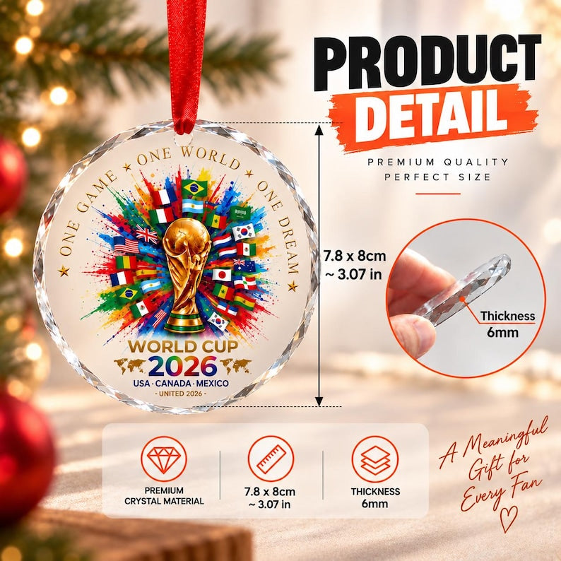 2026 Soccer Trophy Glass Ornament — design example 4