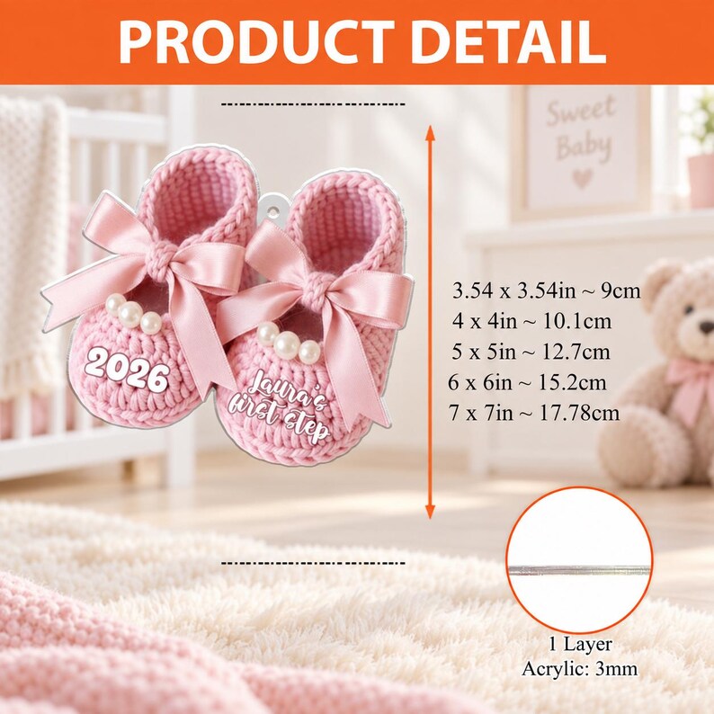 Personalized Baby First Steps Ornament — design example 4