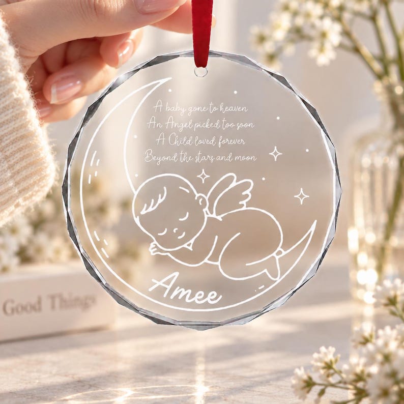 Personalized Baby Memorial Glass Ornament — design example 5