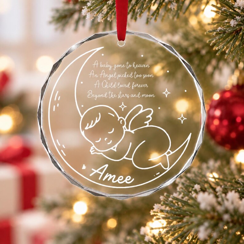 Personalized Baby Memorial Glass Ornament — design example 4