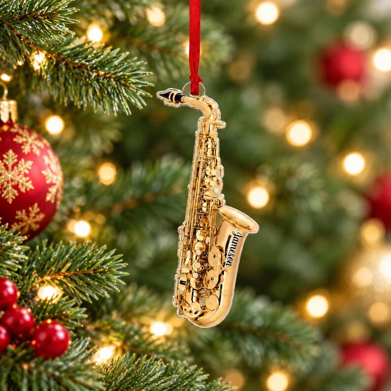 Personalized Saxophone Acrylic Ornament — design example 3