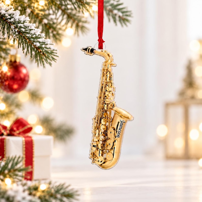 Personalized Saxophone Acrylic Ornament — design example 1