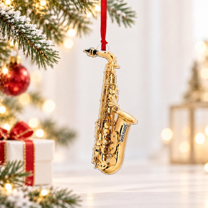 Personalized Saxophone Acrylic Ornament — design example 1