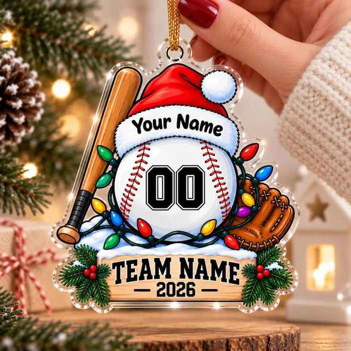 Personalized Baseball Name & Number Ornament — design example 1