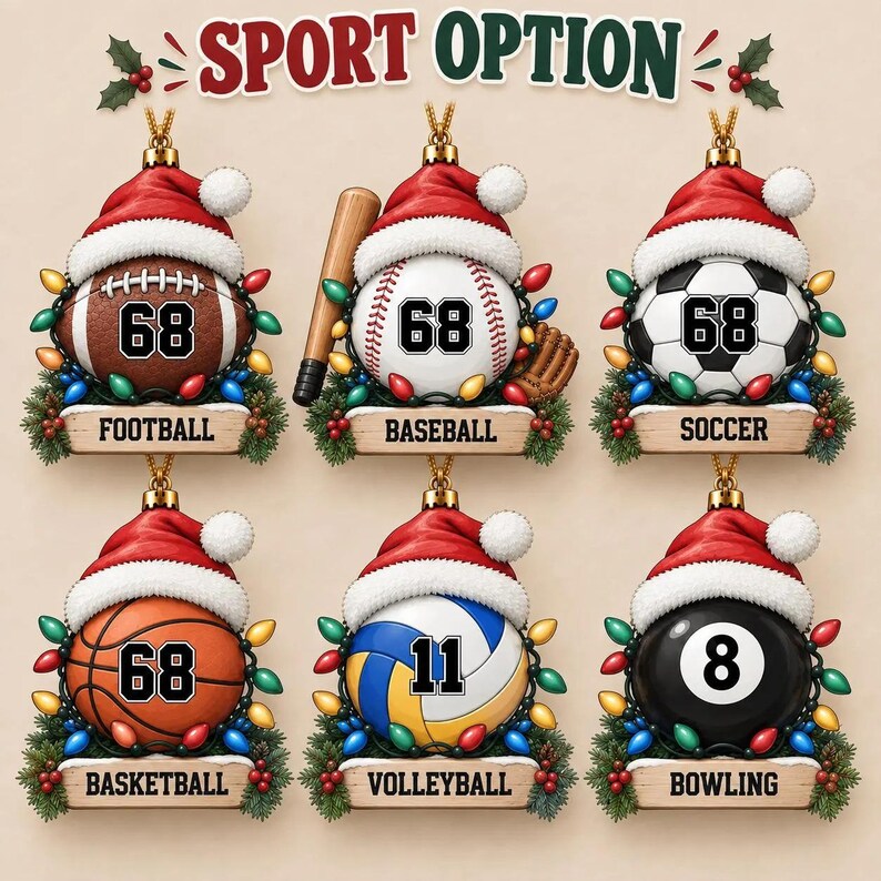 Personalized Sports Ceramic Ornament — design example 3