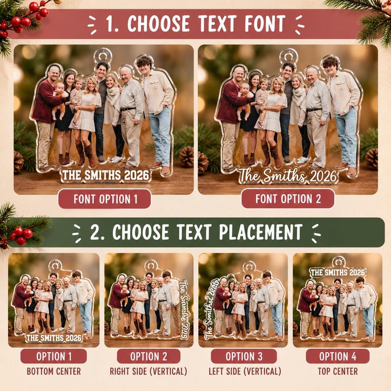 Custom Family Photo Cutout Ornament — design example 3