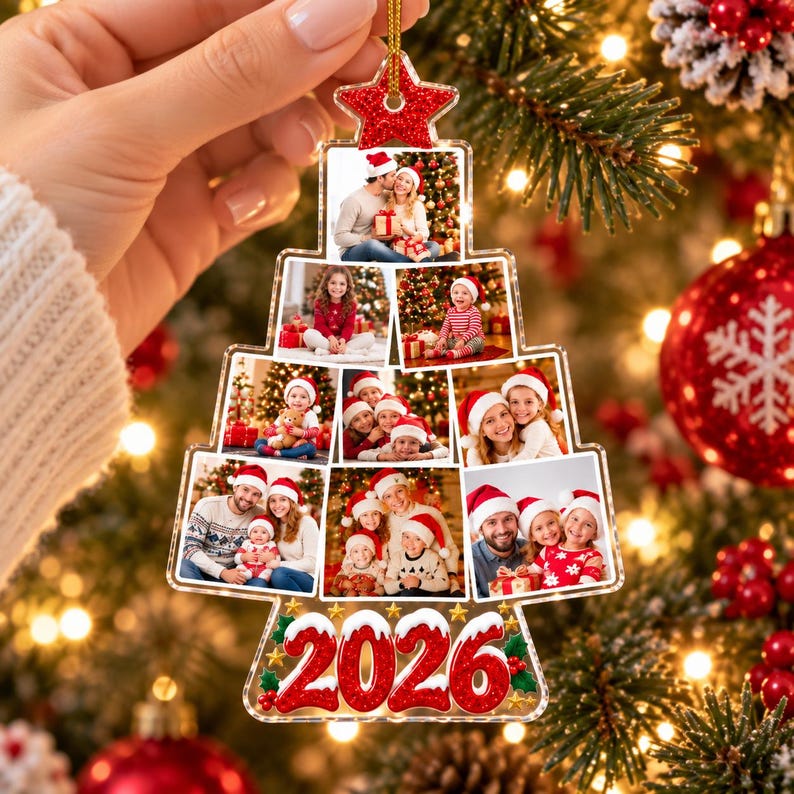 Personalized Family Photo Collage Ornament — design example 6