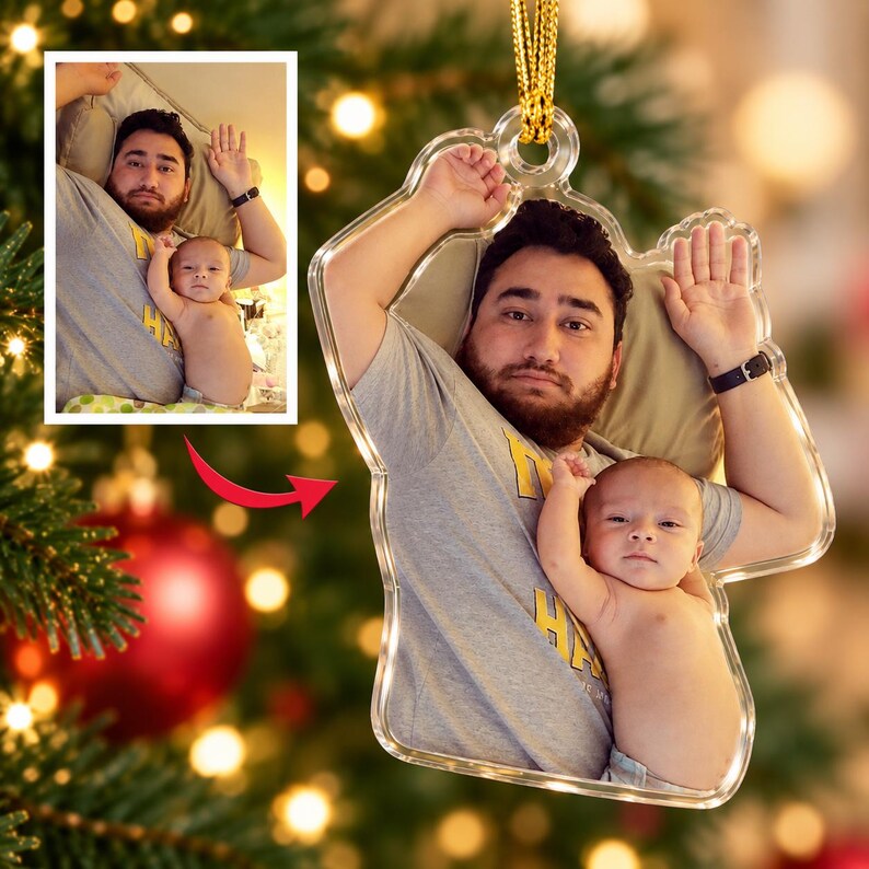 Personalized Dad & Baby Photo Ornament — design example 4