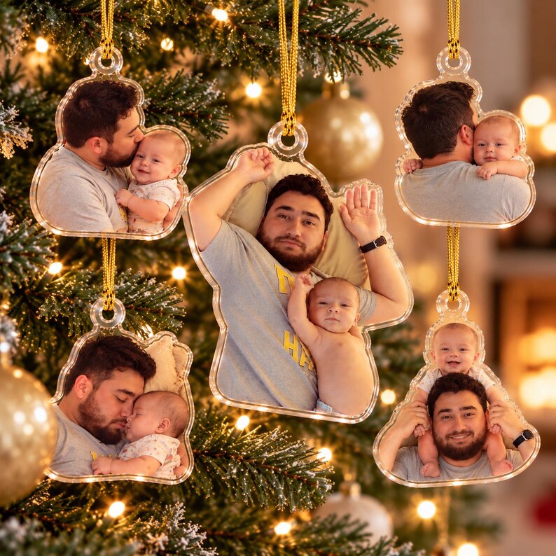 Personalized Dad & Baby Photo Ornament — design example 2