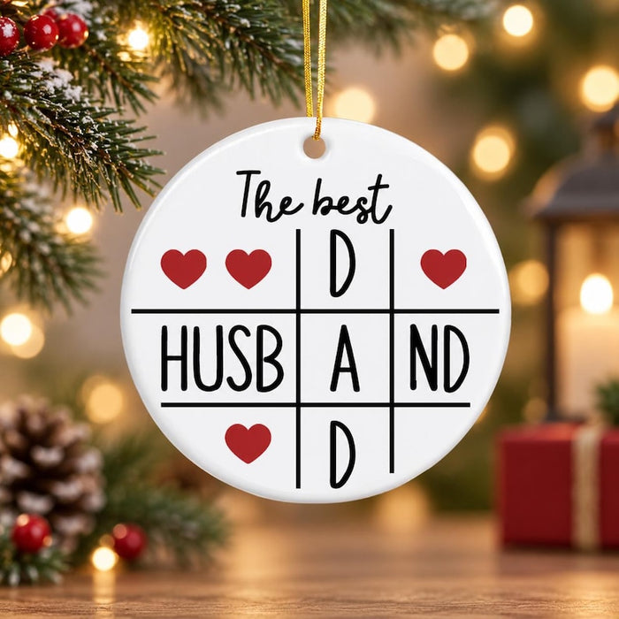 Best Husband Dad Ceramic Christmas Ornament — design example 1