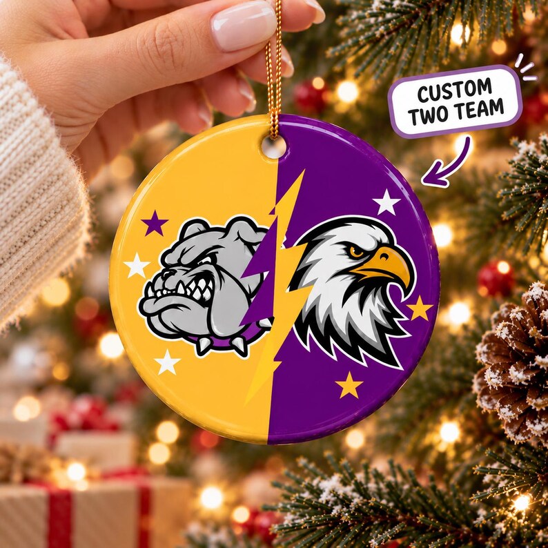 Custom Two Team Football Ceramic Ornament — design example 3
