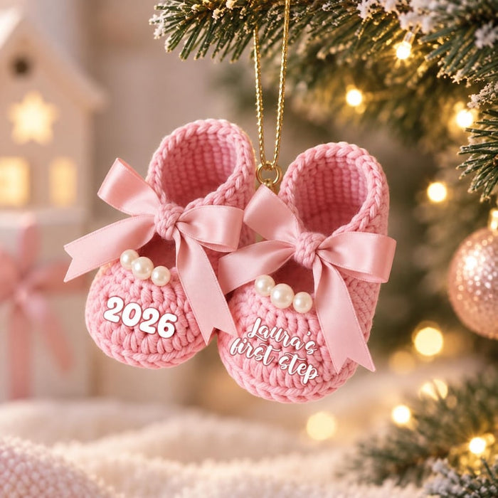 Personalized Baby First Steps Ornament — design example 1