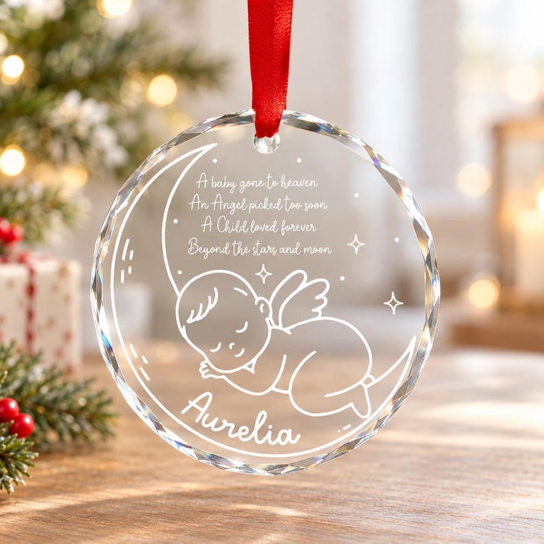 Personalized Baby Memorial Glass Ornament — design example 3