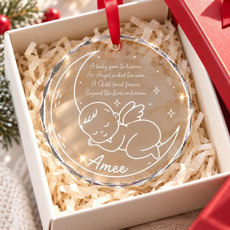Personalized Baby Memorial Glass Ornament — design example 6