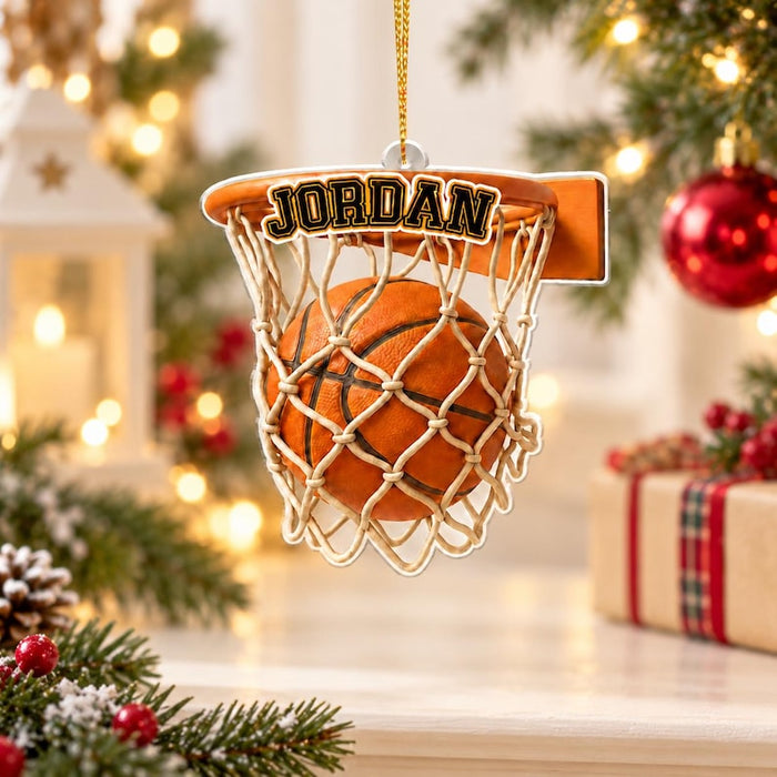 Personalized Basketball Hoop Ornament — design example 1