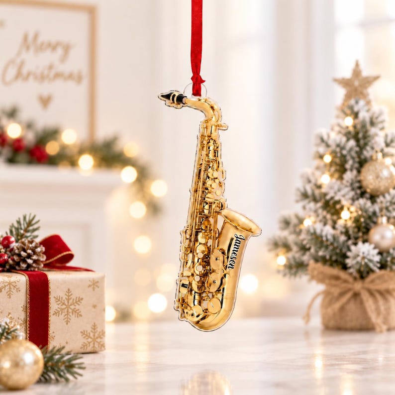 Personalized Saxophone Acrylic Ornament — design example 5
