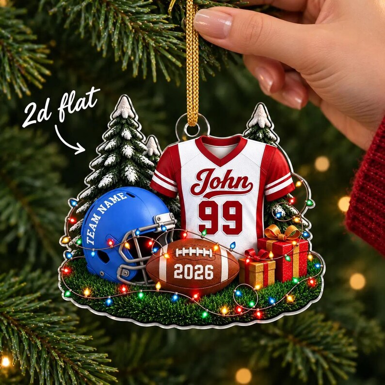 Personalized Football Jersey & Helmet Ornament — design example 2