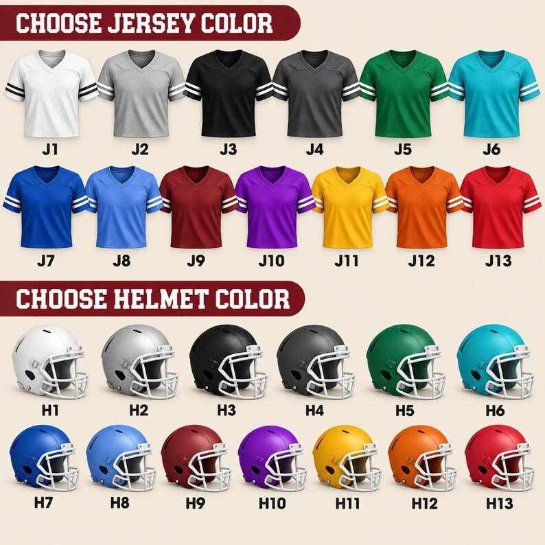 Personalized Football Jersey & Helmet Ornament — design example 6
