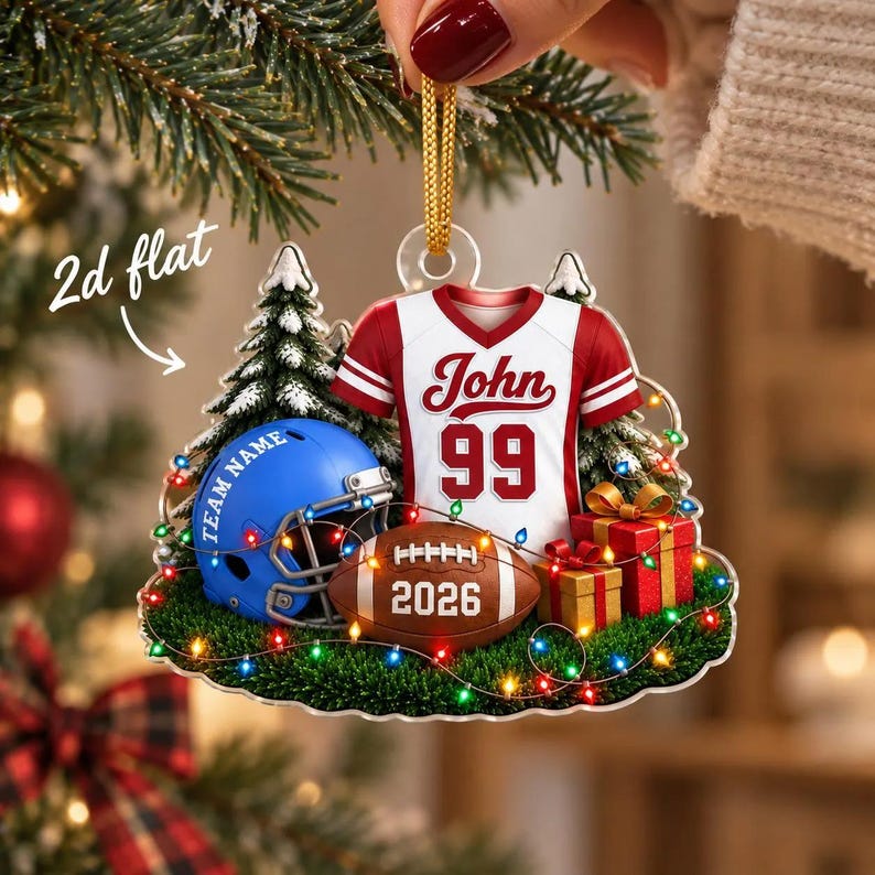 Personalized Football Jersey & Helmet Ornament — design example 4