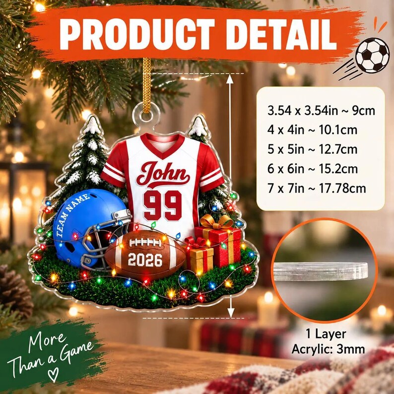Personalized Football Jersey & Helmet Ornament — design example 7