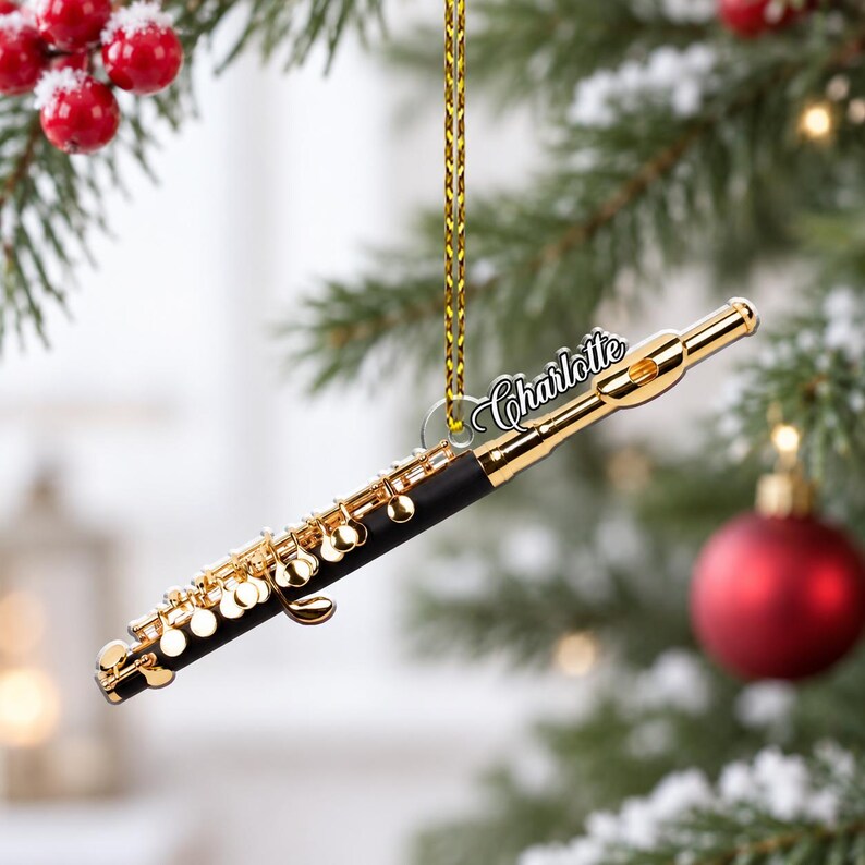 Personalized Flute Acrylic Ornament — design example 1