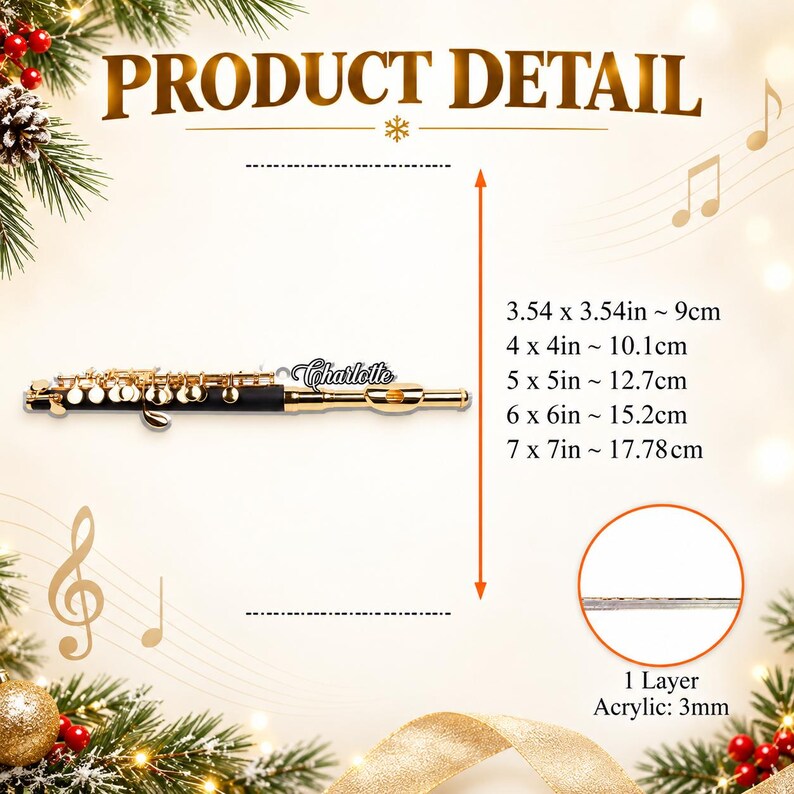 Personalized Flute Acrylic Ornament — design example 4