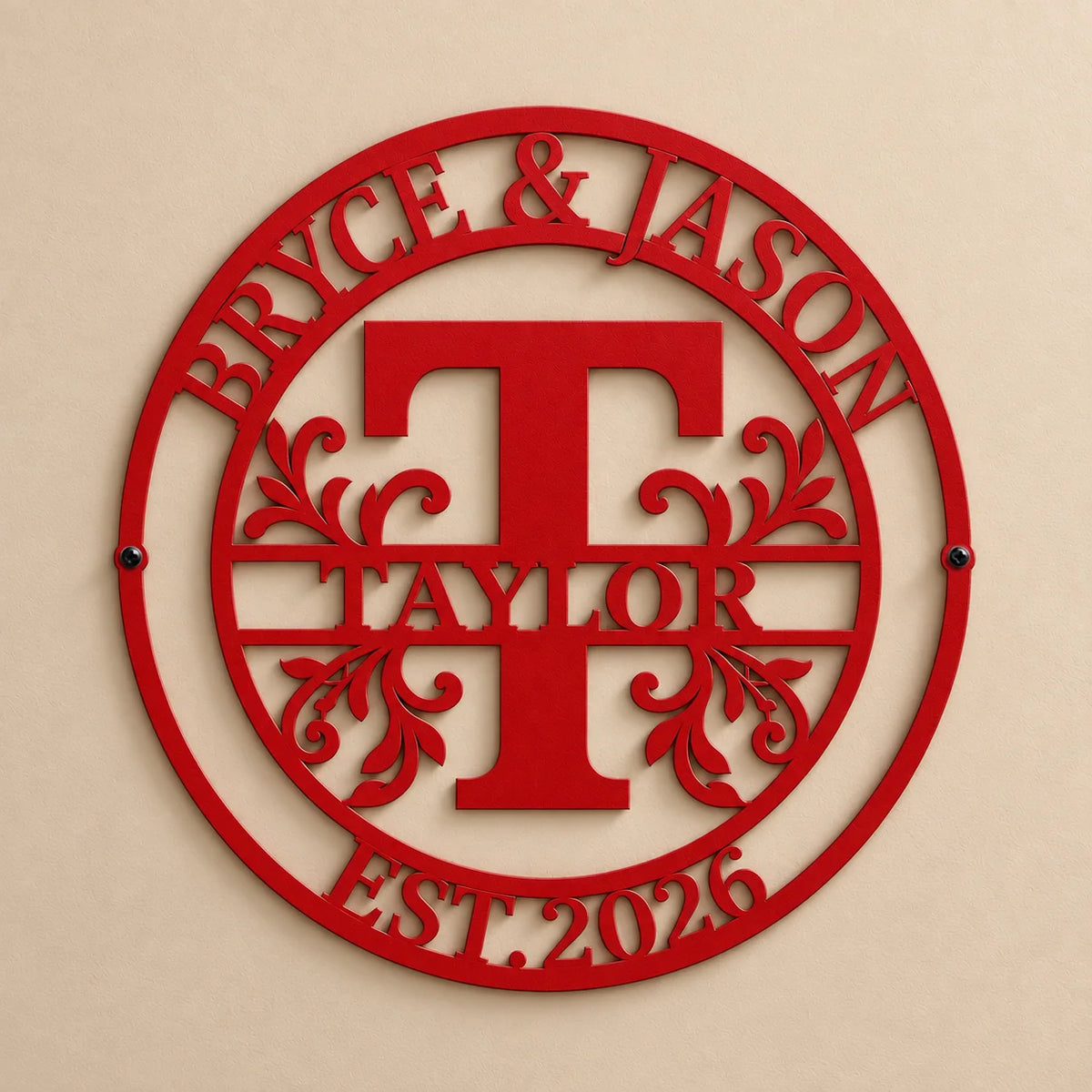 Heritage Family Monogram Metal Sign - design and display example 7