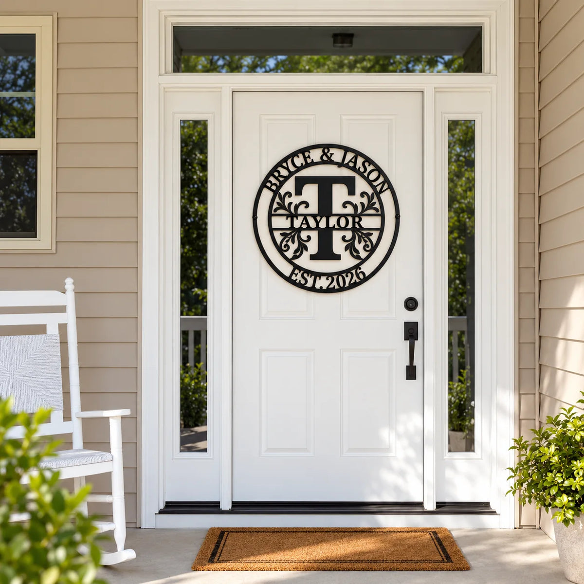 Heritage Family Monogram Metal Sign - design and display example 4