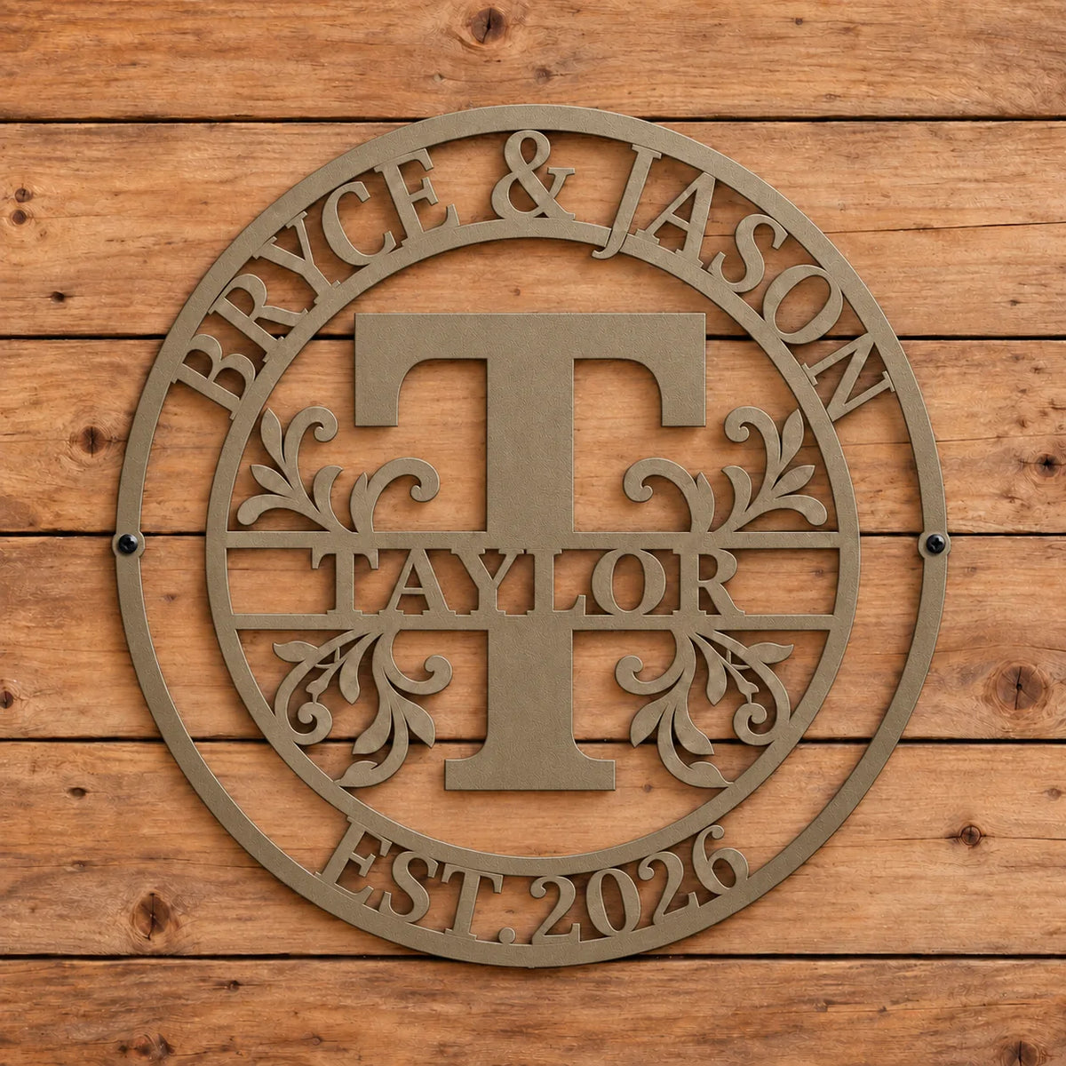 Heritage Family Monogram Metal Sign - design and display example 5